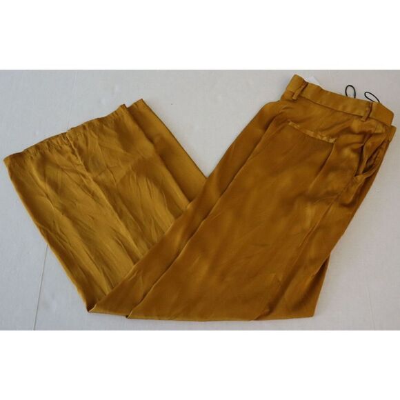 Forte_Forte 10064 Women's Sz 0 Amber/Gold Shining Silk High Waist Pants - Picture 9 of 9